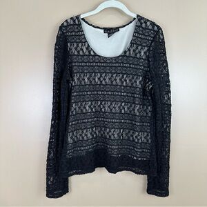 Dialogue Black Lace Long Sleeve Blouse Top Large Goth Witchy Whimsigoth Romantic